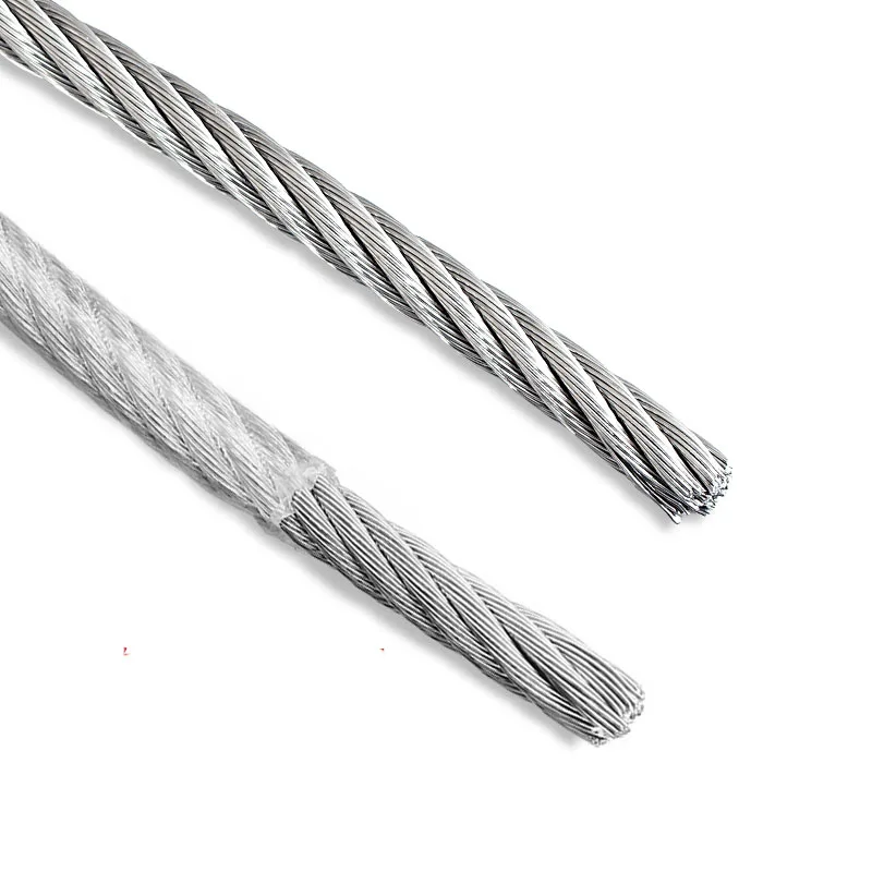 304 Stainless Steel Wire Rope Cable PVC Plastic Coated 1mm 1.2mm 1.5mm 2m 3mm 4mm 5mm 6mm 1meter