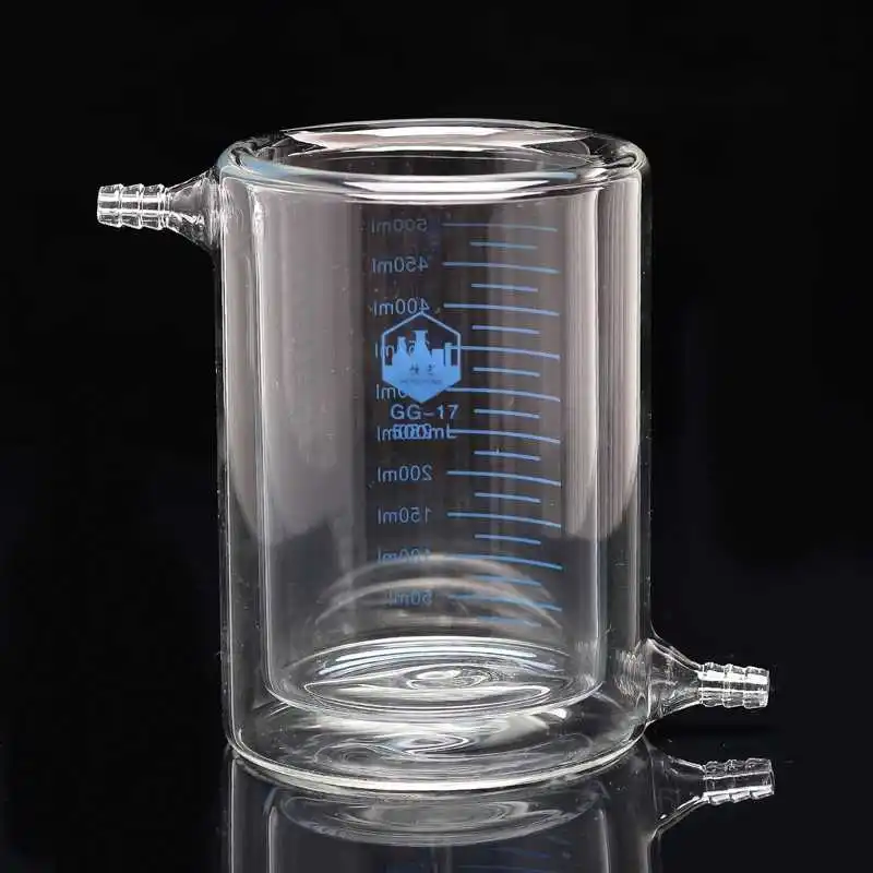 Double-layer beaker 500ml jacketed glass beaker photocatalytic reactor high borosilicate glass