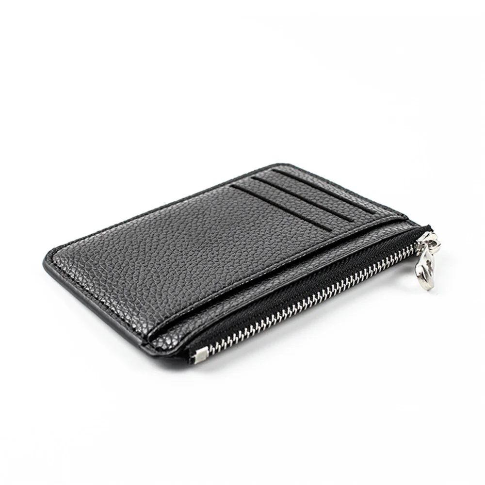 Slim Wallet Purse PU Leather Women Card Holder Leather Unisex Zipper Business Card Case Men Credit Mini Bank Cards Holder