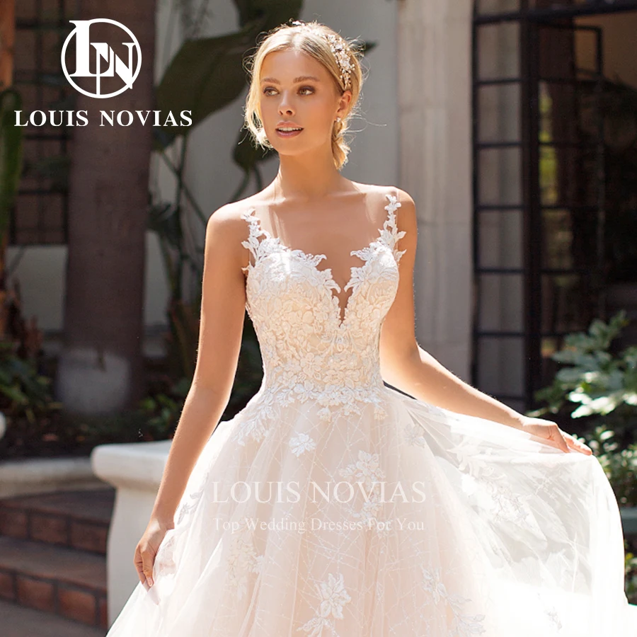 LOUIS NOVIAS Boho Wedding Dresses For Women 2024 Spaghetti Straps Sweetheart Appliques A-Line Wedding Gown Vestidos De Novia