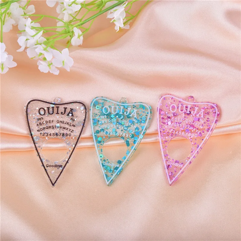 10Pcs  Ouija Board Flatback Glitter Bing Bing Resin Charms For DIY Fashion Earrings  Keychains Jewelry Making 61x40mm