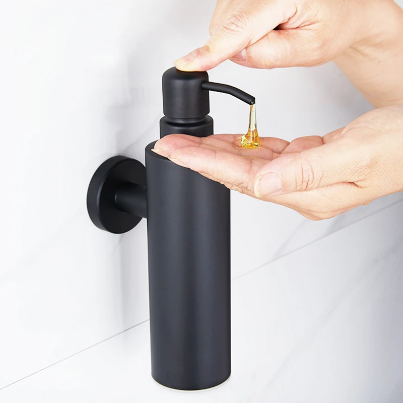 Black Liquid Soap Dispensers Hand Press Metal Pump Dispenser Wall Bathroom Accessories Kitchen Stainless Steel Lotion Bottle