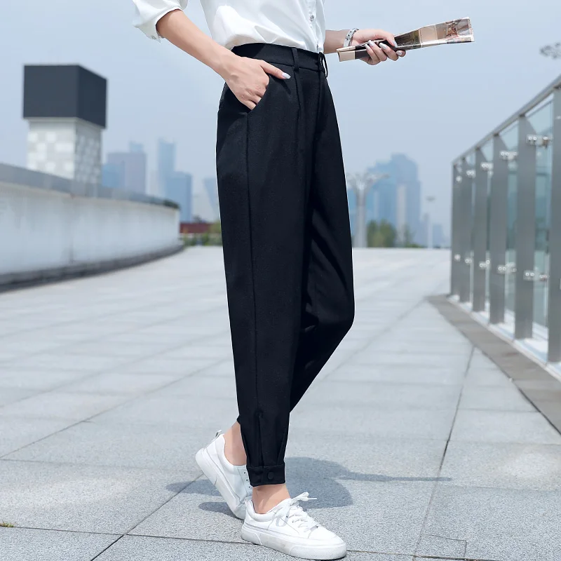 Korean Casual Women\'S Straight Tube 2023 Autumn Harlan Pipe Pants Are Versatile, Slim And Vertical, Formal 9-Point Trousers Lady