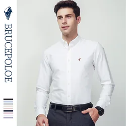 White Shirt Pure Cotton Oxford Woven Shirts Solid Color Business Shirt Casual Men's Long-Sleeved Shirt Custom Logo