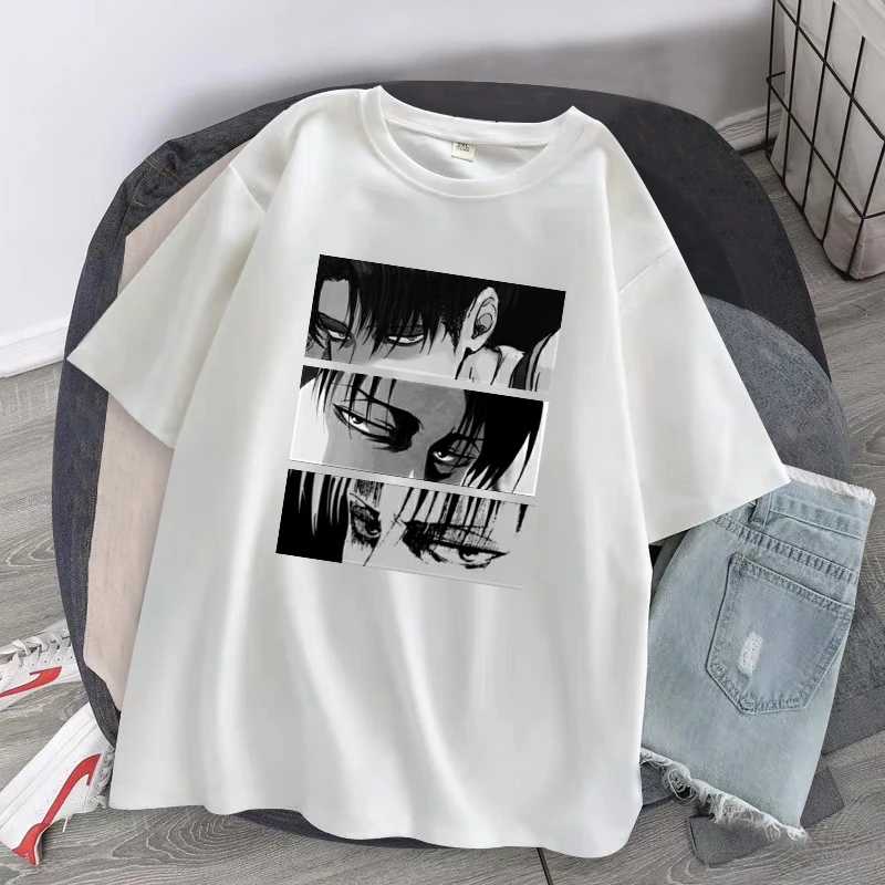 Anime Attack On Titan Printed T Shirt Cartoon Levi Ackerman Harajuku Unisex Short Sleeve Tops Tees Casual Tshirt Women T-shirt