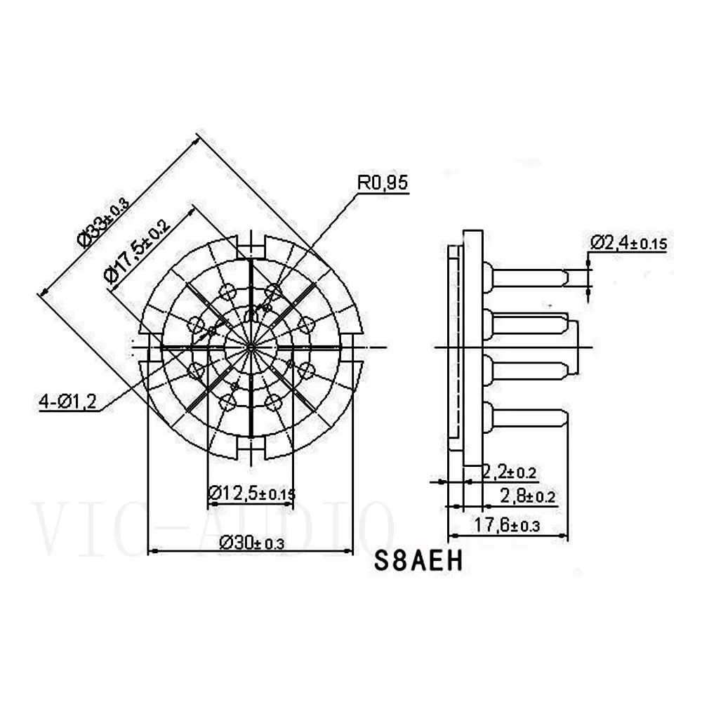 10PCS 8PIN Tube Socket Valve Tube Base Bakelite S8AEH For KT66 KT88 EL34 6SN7 6SL7 6V6 6L6 Vacuum tube Amplifier Audio HiFi