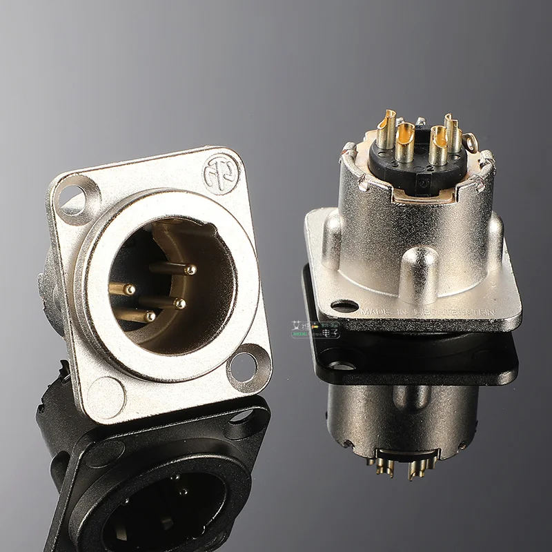 Neutrik XLR Female Metal Chassis Connectors Socket 4 Pole Cannon Gold-plated Duplex Ground Contact Microphone Signal Receptacle