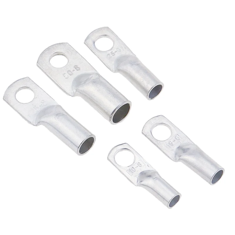 Terminal cabo Lug com parafuso buraco, talões de cobre estanhado, terminais da bateria, M8, M12, 10 mm2, 16 mm2, 25 mm2, JG10-6/8 JG25, JG10, 5pcs