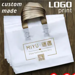 Custom Logo Colorful Shopping Bags with Handle, Plastic Gift Bag, Print, One Color, On Double-sided, Free Design, 100Pcs