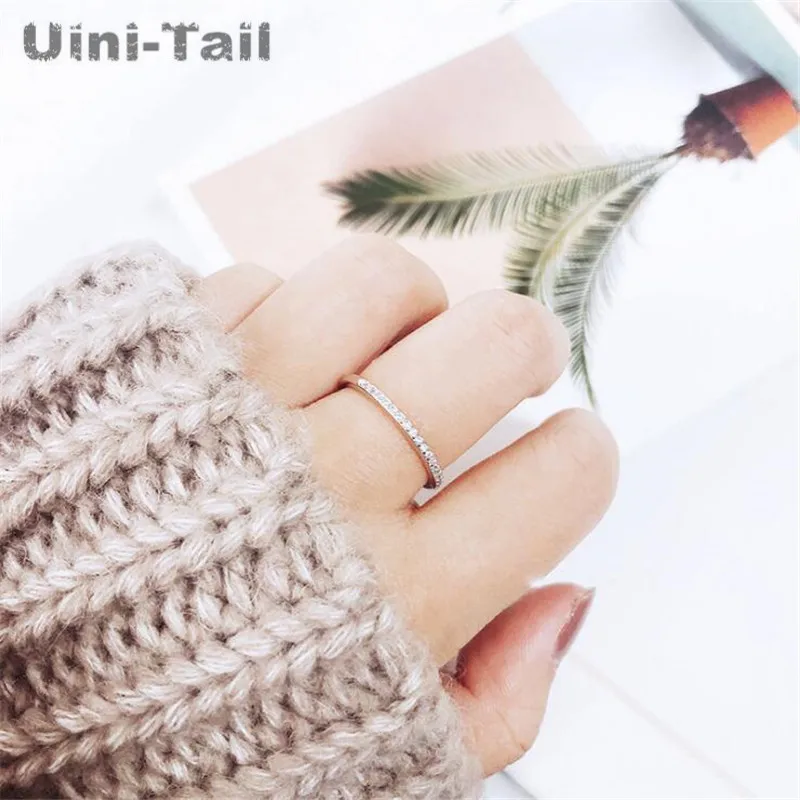 UiniTail-Bague Micro-Incrustée en Argent Tibétain, Simple, Tempérament, Rangée Unique, Mode Coréenne, Petit et Exquis, JZspall, Nouvelle Liste, 925