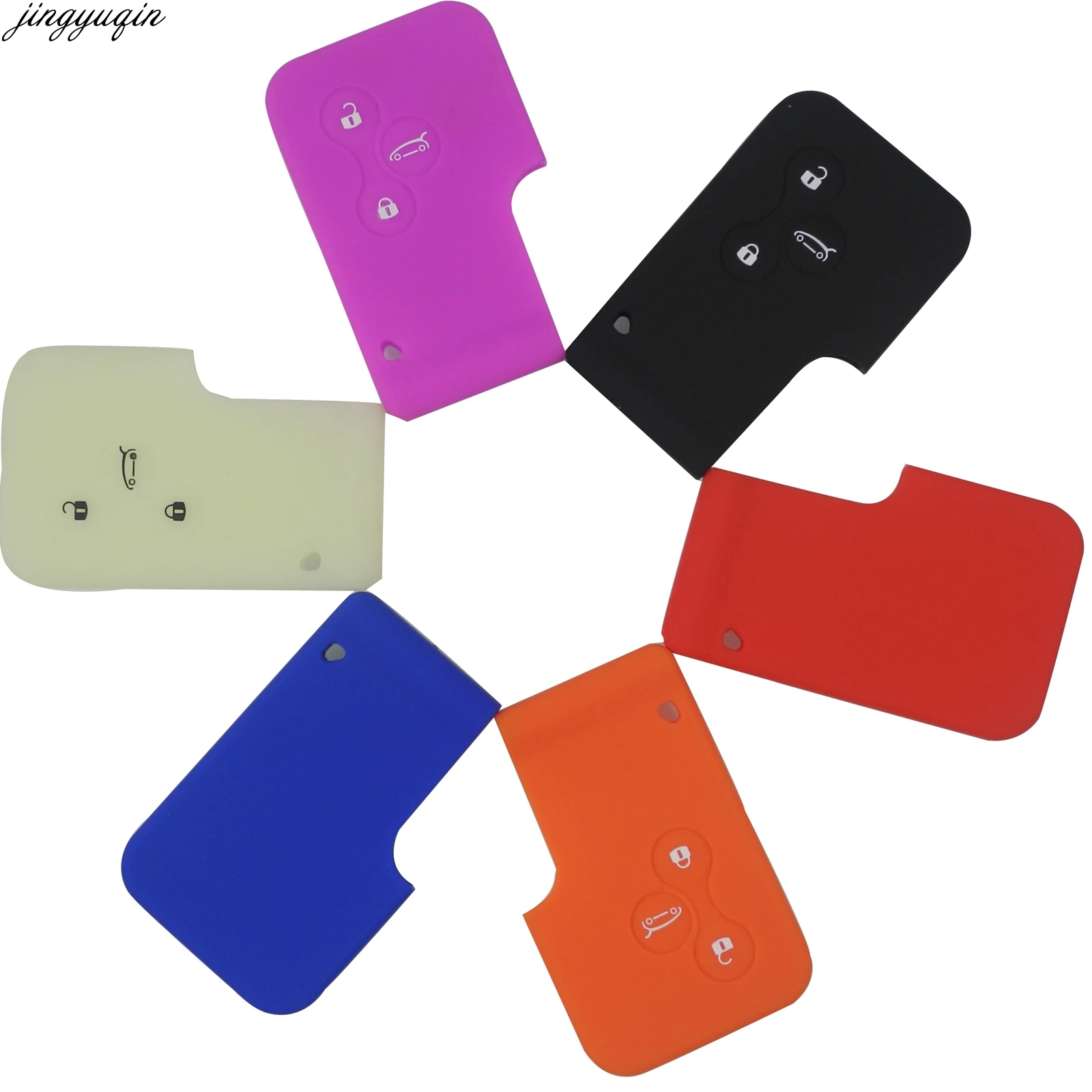 Jingyuqin 30pcs Silicone Rubber 3 Button Car Key Cover Case Protector Smart Card For Renault Clio Logan Megane 2 3 Koleos Scenic