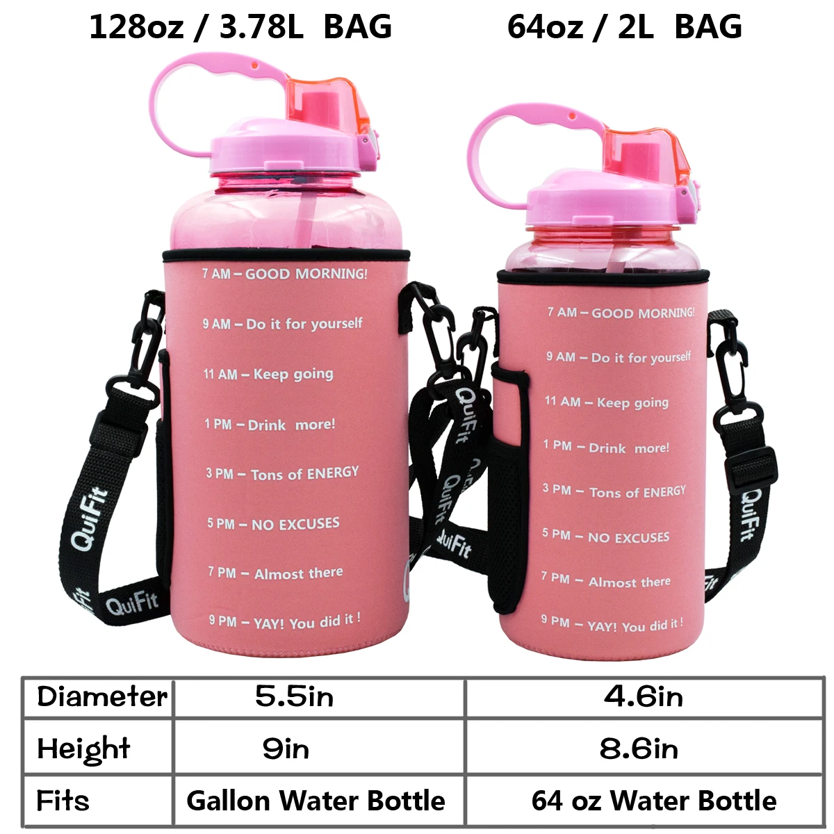 Imagem -05 - Quifit Sports Water Bottle Carrier Holder Alça de Ombro Ótimo para Garrafas Tritan 128 oz ou 64 oz Não Incluídas