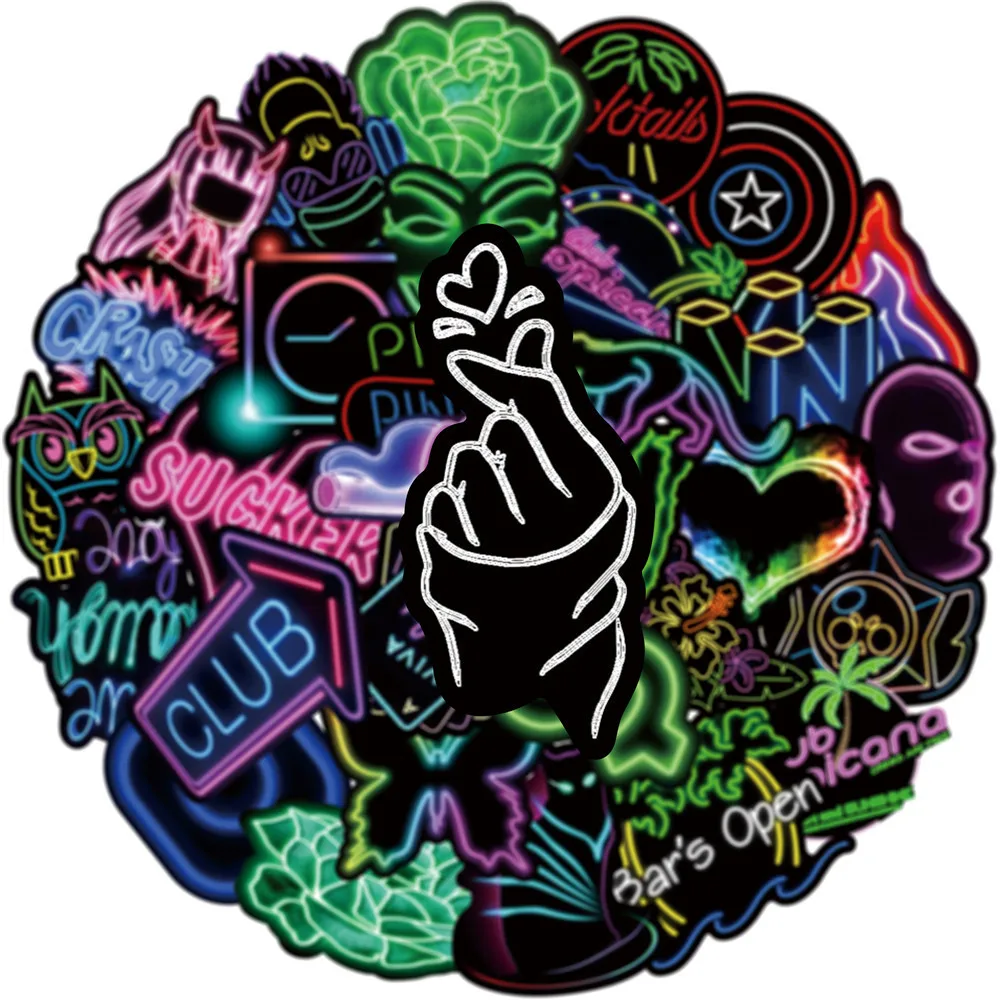 10/30/50PCS Cool New Neon Graffiti Stickers Notebook Guitar Skateboard Mobile Phone Toy Waterproof Cartoon Stickers Wholesale