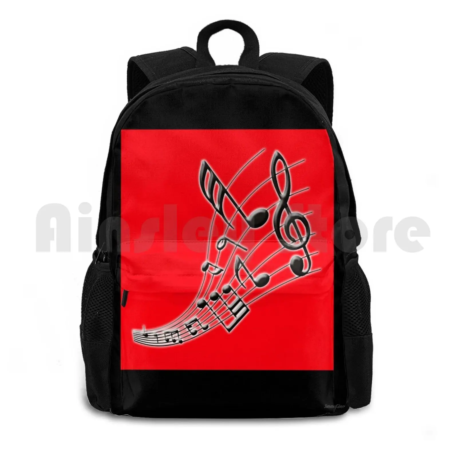 

Music Note On Red Outdoor Hiking Backpack Waterproof Camping Travel Red Music Music Notes Treble Clef Quarter Note