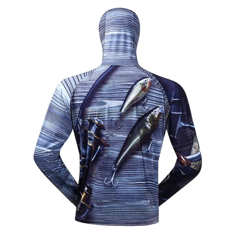 Fishing Shirt Breathable Quick Dry Fishing Jersey Anti-UV Sunscreen Sun Protection Clothes Professional Fishing Hoodie With Mask