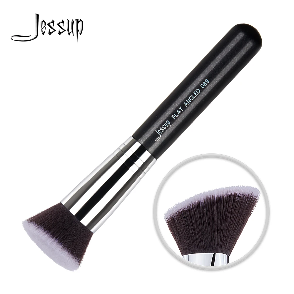 Jessup Single Makeup Brush FLAT ANGLED High Quality Black-Silver Professional Fiber Hair Face Brush Wholesale 1pcs 089