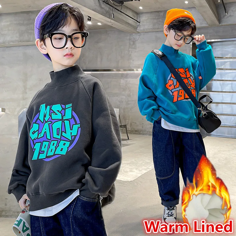 

Boys Autumn/Winter Long Sleeve T-Shirt New Fashion Children Sweatshirts Teen Boys Letter Print Tops Pullover Clothes 5-14Years