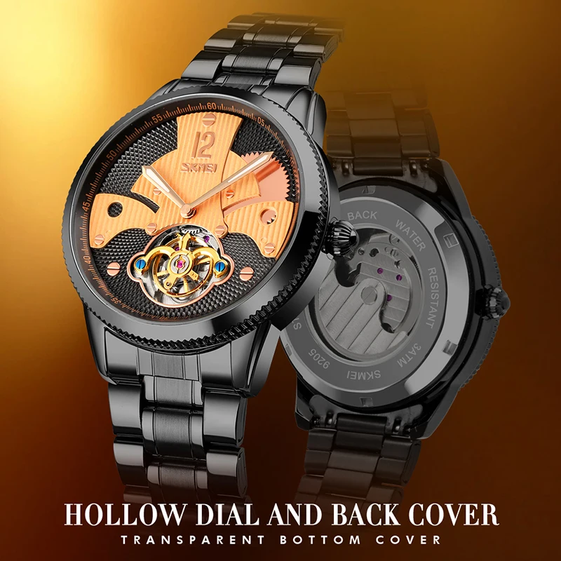 SKMEI Mechanical Watches Mens 2020 Luxury Waterproof Clock Fashion Classic Automatic  Wristwatch Male reloj hombre 9205