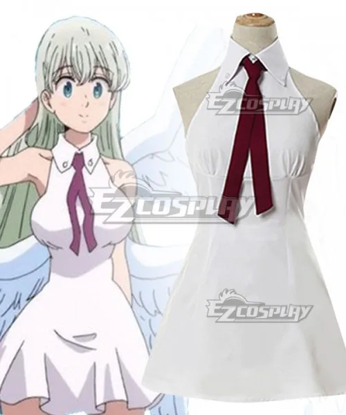 

The Seven Deadly Sins: Kamigami no Gekirin Elizabeth Liones Women White Sleeveless Summer Dress Girls Party Cosplay Costume E001