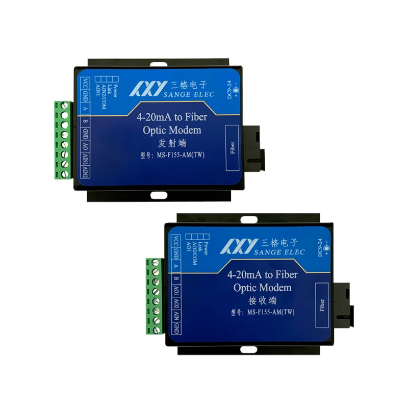 2 Channels 4-20mA Analogue Collection Module Current to Optical Fiber Conversion Transceiver Extend Communication Two-way 485