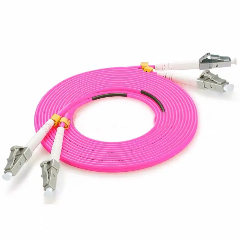 50PCS/BAG 2 Meter Length LC/UPC-LC/UPC Duplex 2.0mm OM4 Optical Fiber Patch Cord Jumper Cable With LSZH Purple Jacket