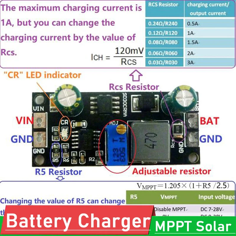 9V 12V 18V MPPT modulo caricabatterie regolatore solare 1A 3.2V 3.7V 3.8V 7.4V 11.1V 14.8V LiFePO4 ricarica delle celle al litio agli ioni di litio