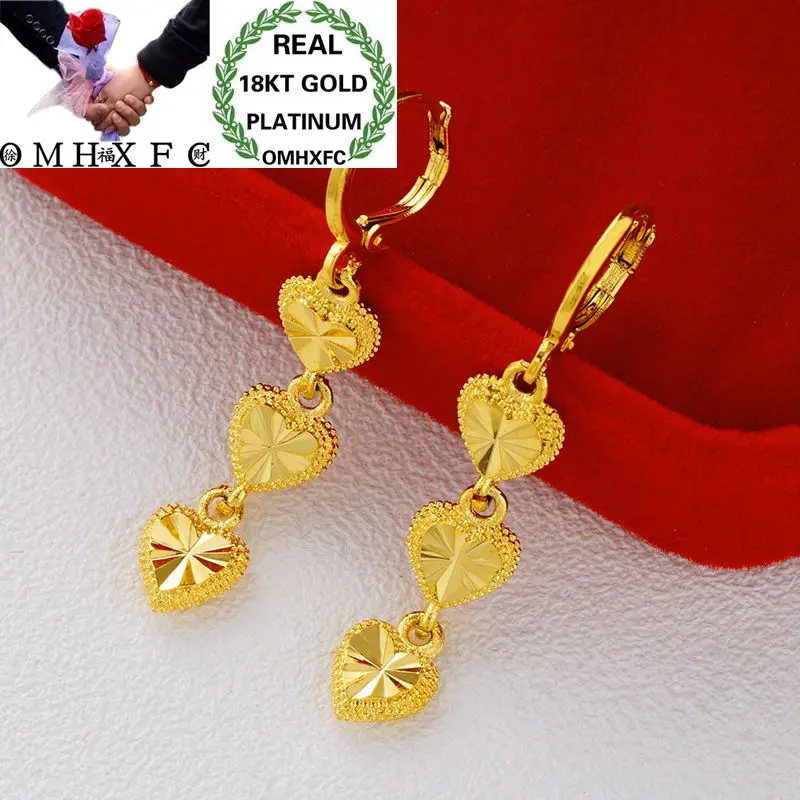 OMHXFC Wholesale European Fashion Woman Girl Party Wedding Gift Flower Heart Apple Star 18KT Gold Drop Earrings ER151