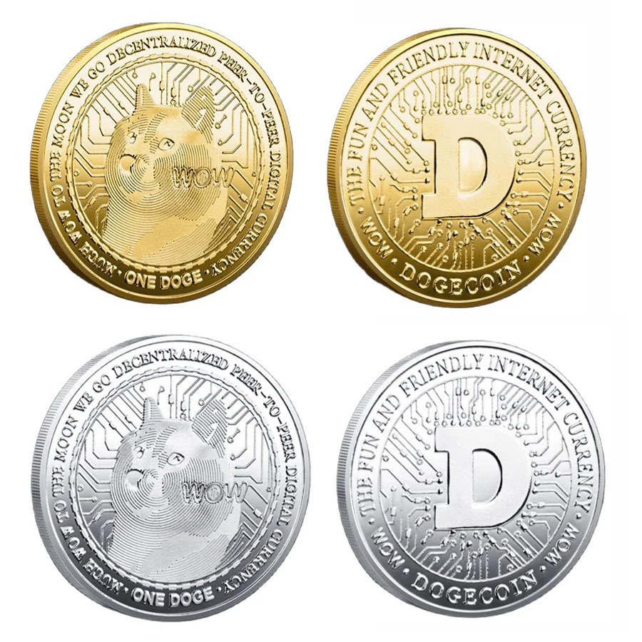 Virtual Dogecoin Doge Commemorative Coins Collection Dog Pattern Souvenir Home Decoration Crafts Desktop Ornaments No Keychain