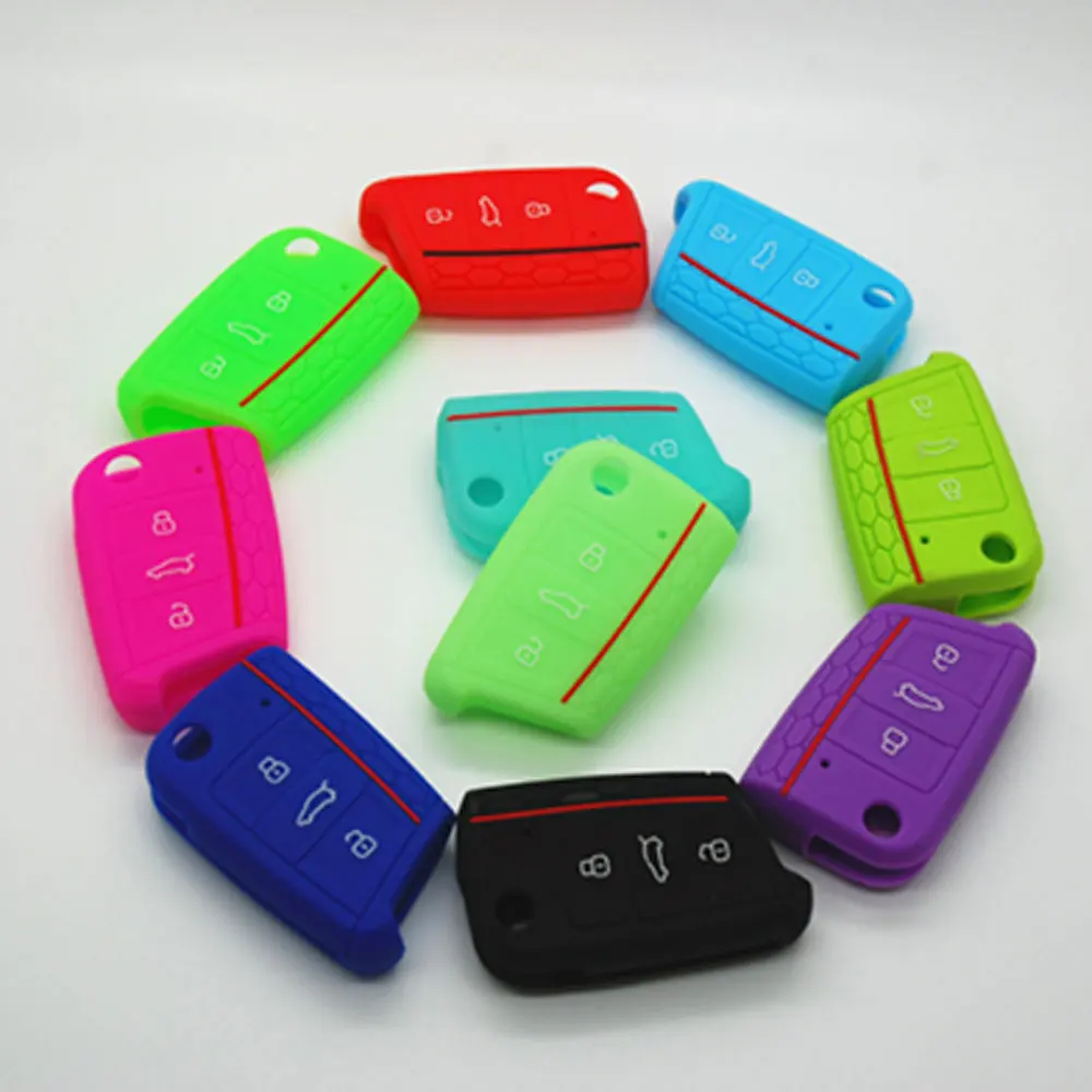 1pcs Hot Silicone Car Key Cover Case Shell Fob for Volkswagen VW Golf 7 mk7 Silica Gel Car Key Housing Decoration