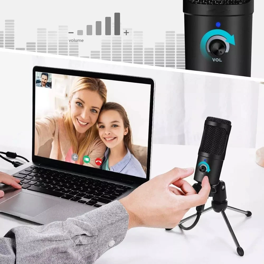 Профессиональные конденсаторные микрофоны USB для ПК, компьютера, ноутбука, для пения, игр, потоковой записи, студии, YouTube, видео, микрофон