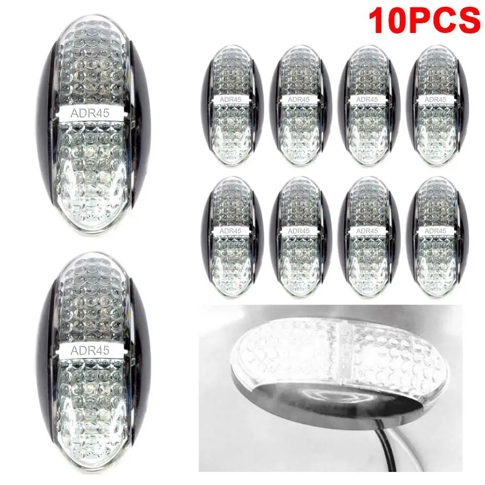 10Pcs เครื่องหมายด้านข้างแผ่นเรืองแสงด้านหลัง4Led รถบรรทุก Clearance รถพ่วง Camper Amber/สีแดง/สีแดงและ Amber/สีขาว