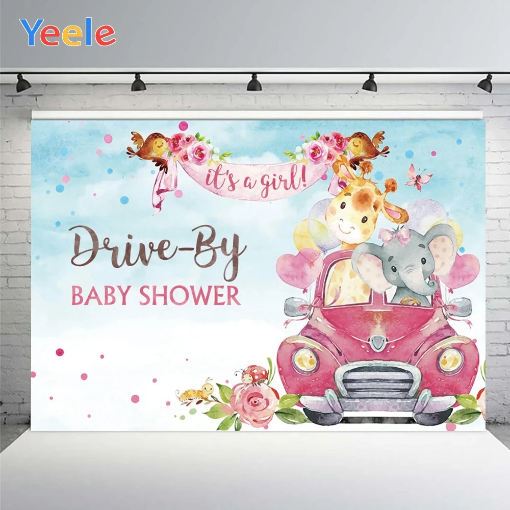 Yeele Cartoon Baby Girl shower Animals Car Newborn Party Photographic Backdrops Photography Backgrounds For Photo Studio Prop