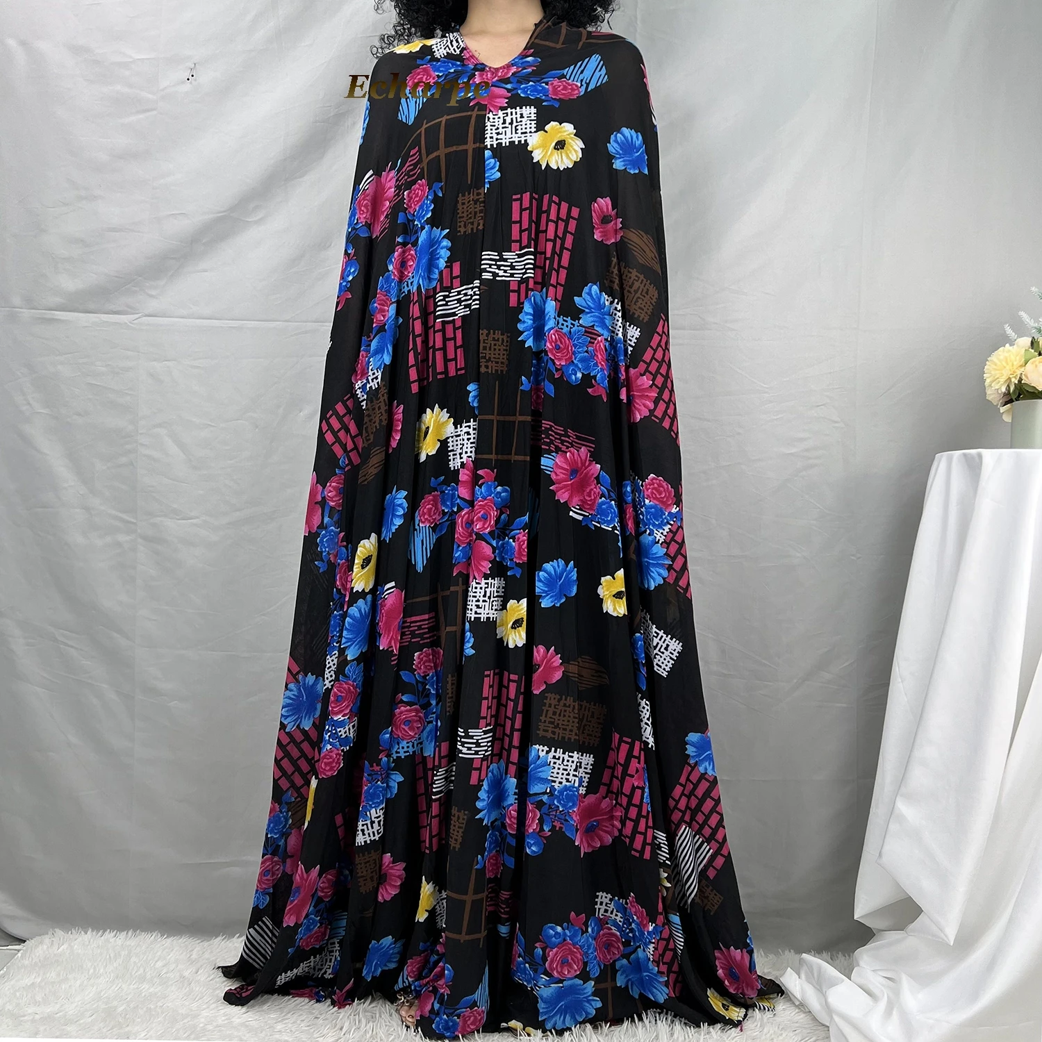 Sleeveless Pullover Dress 1 Piece Set Women Prayer Garment Dubai Abaya Arab Jibab Flowers Djellaba Femmel Khimar Caftan Clothes