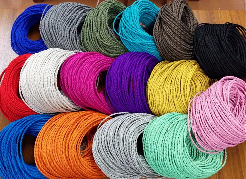 10M 20M Vintage 2 Core 0.75mm Multicolor Twist Braided Fabric Cloth Cable Wire flexible Electric Lighting Cord For Pendant Light