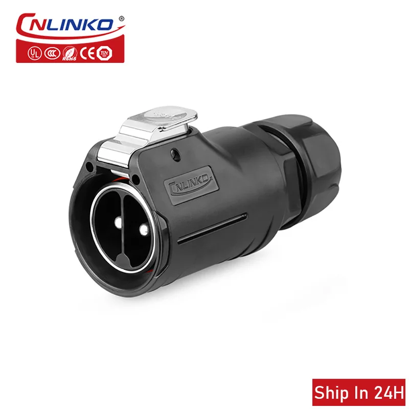 Cnlinko LP28 Industrial 2pin Waterproof 50A Electrical AC500V 6AWG Male Plug Female Socket Circular Cable Wire Power Connector