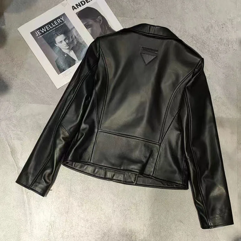 Women Coat Spring And Autumn New Arrival 2024 Genuine Leather Jacket Short Length Turn-Down Collar Locomotive Model