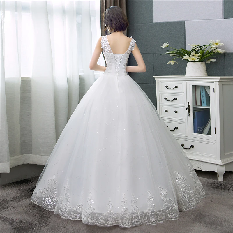 2024 Sexy V-neck Lace Wedding Dress Sleeveless Floral Print Ball Gown Wedding Dress Fashion Simple Estidos  Noivas Customized