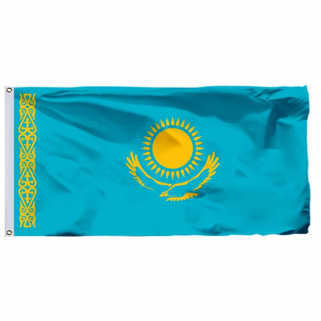 Kazakhstan 90X150CM Flag 120 X 180 CM 100D Polyester Large Big Kazakh Flags And Banners 3X5FT