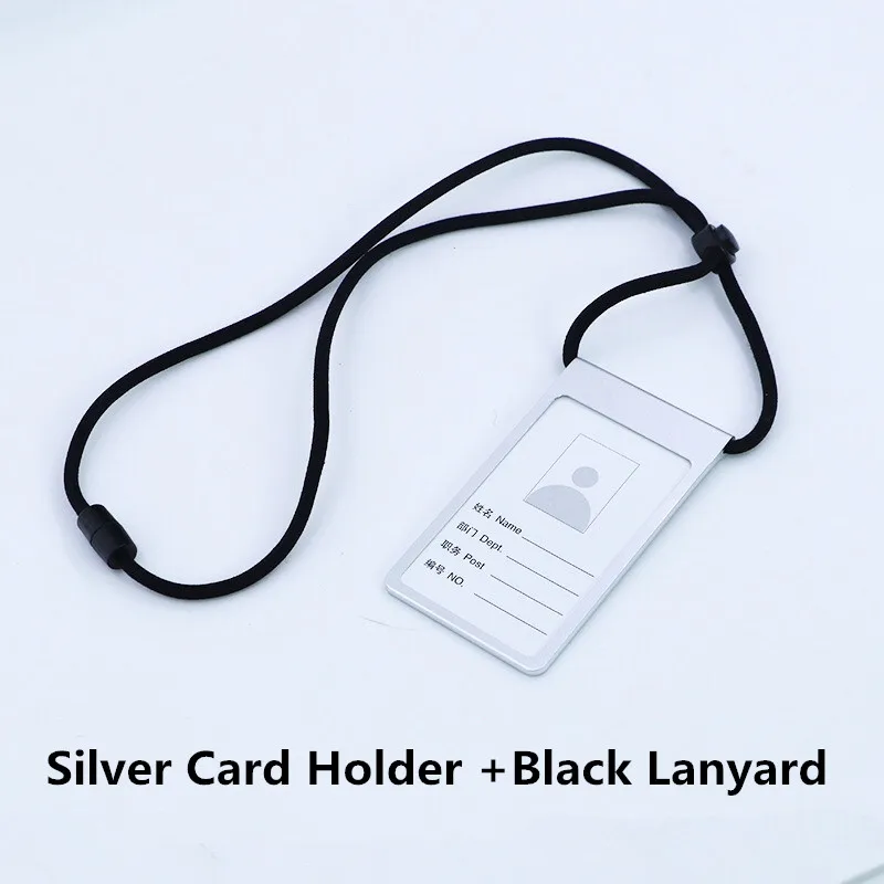 Portatarjetas Vertical de aluminio de calidad, Protector de Metal con cordón