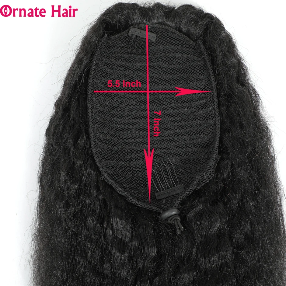 Cola de Caballo con cordón para mujeres negras, cabello humano peruano rizado, Clip recto Ins, extensiones de cabello de cola de caballo no Remy