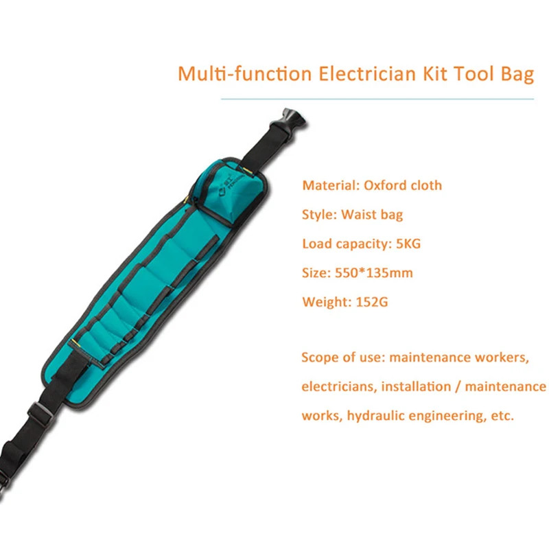 Riñonera con múltiples bolsillos para electricista, bolsa de herramientas de tela Oxford 600D, multifunción, duradera, de bolsillo, oganizador de cintura, 530x135mm