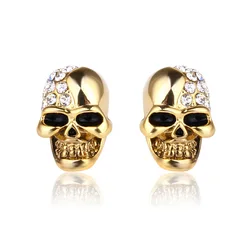 High Grade Rock Punk Crystal Skull Earrings Unisex Hip Hop Rhinestone Stud Ear Jewelry Party Gifts Halloween Acc Drop Shipping