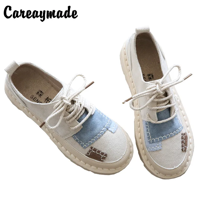 Careaymade-Shoemaker Japanese literature soft leather single shoes women\'s flat bottom retro chic shoes gentle shoes Fairy