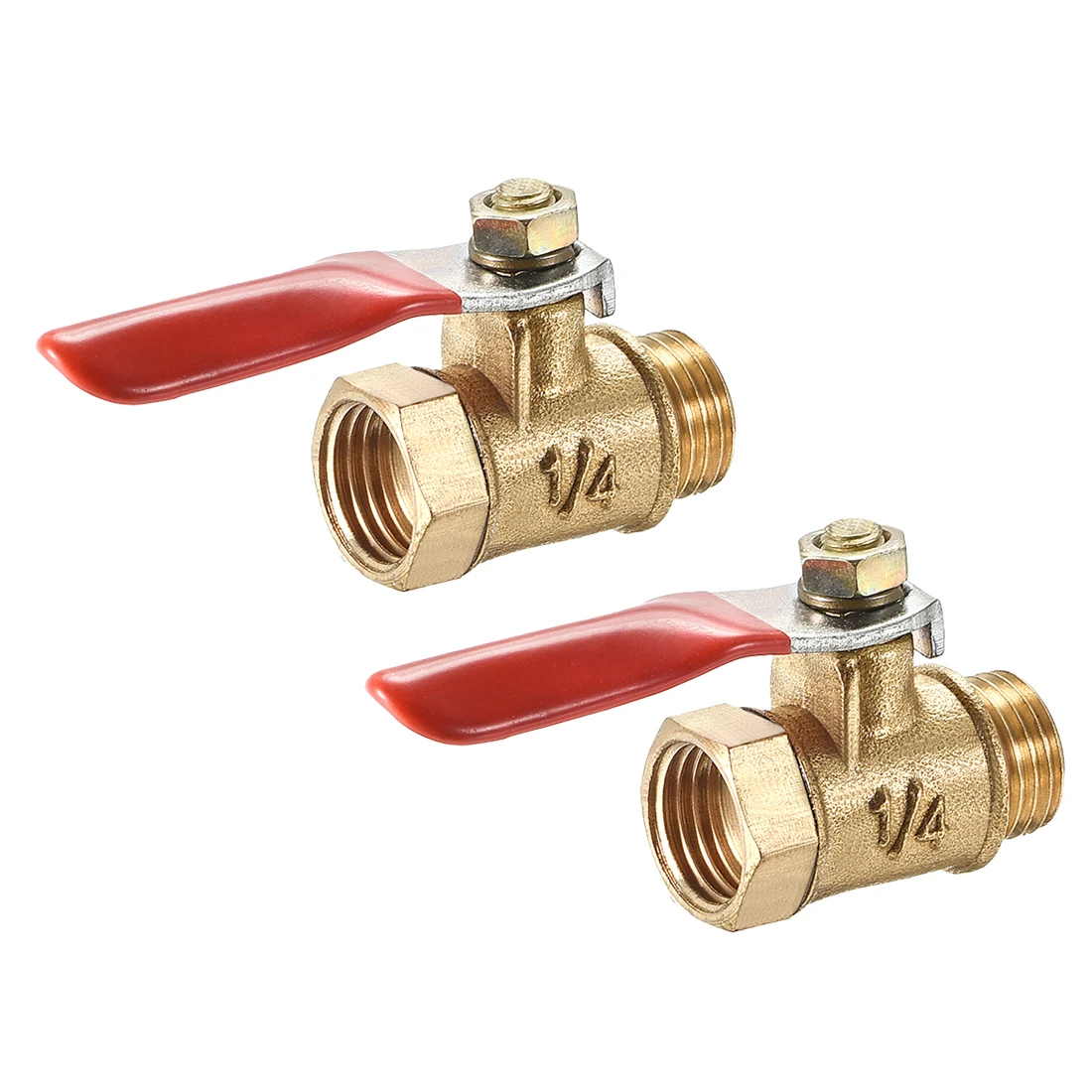 

uxcell Brass Air Ball Valve Shut Off Switch G1/4 Male to Female Pipe Coupler 2Pcs