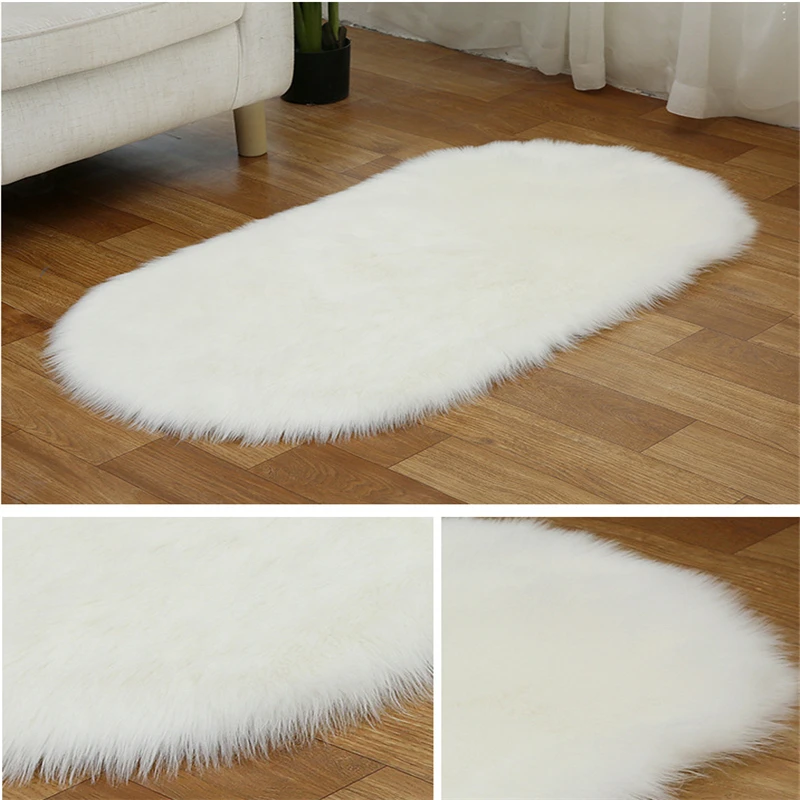 Red Blanket Faux Fur Imitation Wool Rug Floor  Pure Color Rugs Sheepskin Carpets For Living Room Bedroom