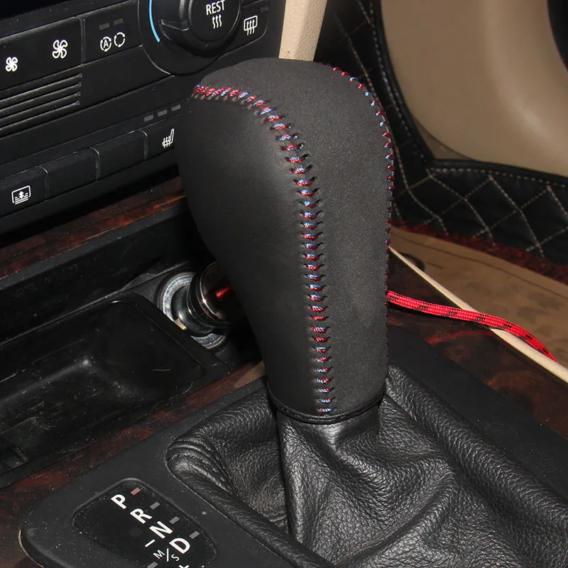 

Genuine Leather Gear Knob Cover For BMW 320Li AT Car Covers on The Gear Shift Knob Gear Stick Case PPC Auto Gear Shift Collars