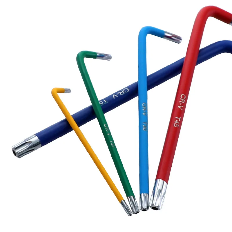 Juego de llaves en forma de L para bicicleta, herramientas de mano de 9 piezas, 1,5mm-10mm, codificadas por colores, llave Allen hexagonal, Torque largo, métrico, con manga