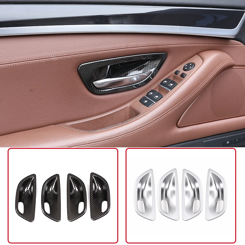 

For BMW 5 Series F10 2011-2017 ABS Carbon Fiber Silver Car Door Inner Door Bowl Decorative Sticker Car Accessories