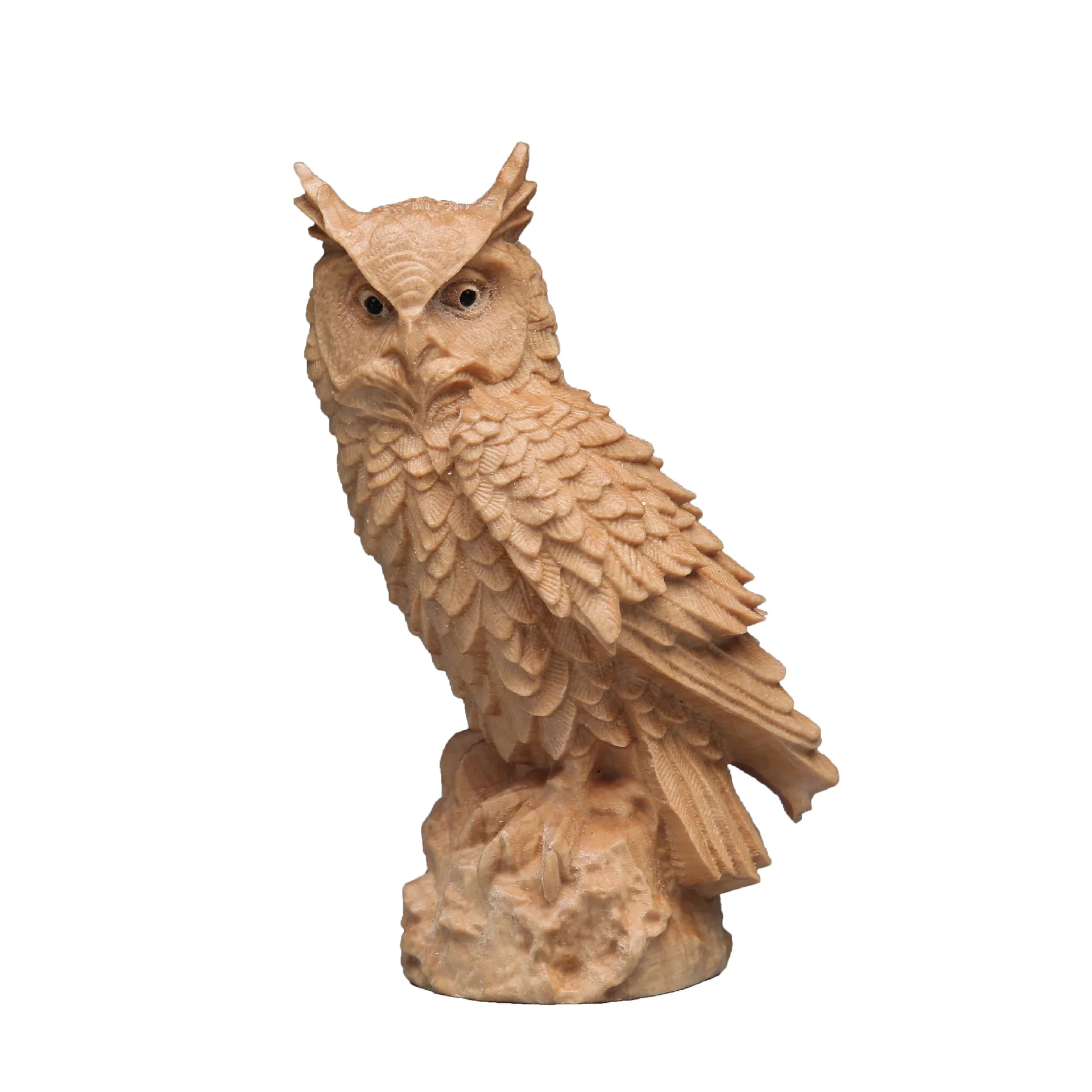 

Thuja Wood Carving Owl, Small Ornaments, Living Room Decoration, Chinese Solid Craft Gift, Home Creative Statues Sculptures