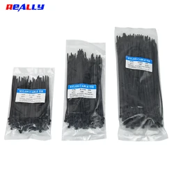 300PCS/100PCS Black and White Self-Locking Nylon Cable Plastic Wire Zip Tie Indoor Outdoor Multi-Purpose3x100 3x150 4x200